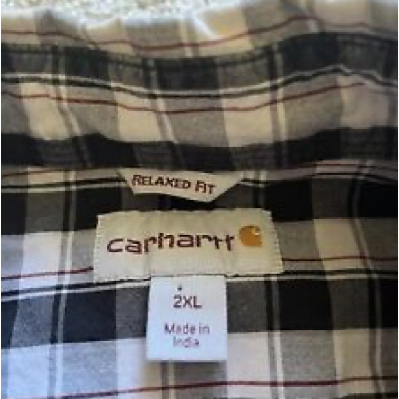 Carhartt Men’s Button Down Short Sleeve Shirt Size 2XL Plaid Relaxed Fit - Picture 2 of 8